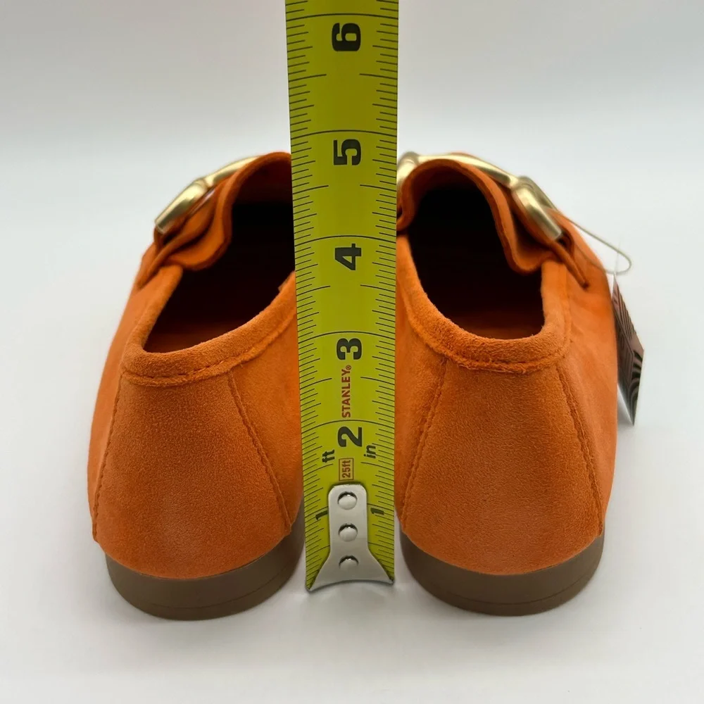 Women’s Parrotto Orange Suede Horsebit Loafers Italian Made EU 38 New In Box - Picture 8 of 11